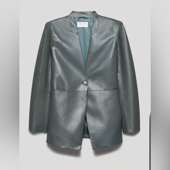 Aritzia Babaton Lauch Blazer SMOKY EMERALD
GREEN Size Small Faux Leather - Picture 1 of 10